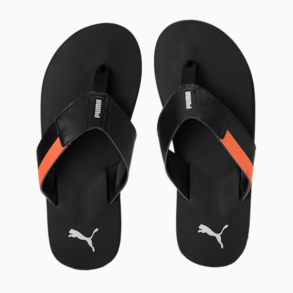Felic Unisex Flip-Flops, Puma Black-Deep Apricot-Silver, extralarge-IND