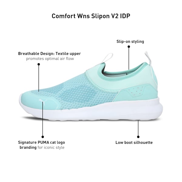 Comfort V2 Women's Slip-On Shoes, Eggshell Blue-Puma White, extralarge-IND