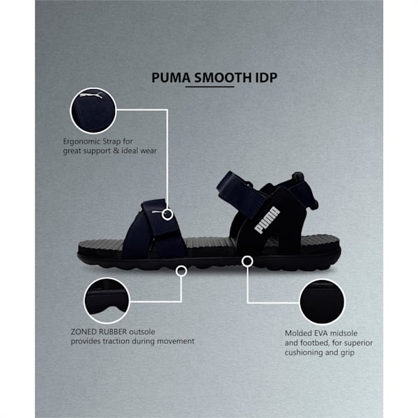 Smooth Men's Sandals, Puma Black-Navy Blazer, extralarge-IND