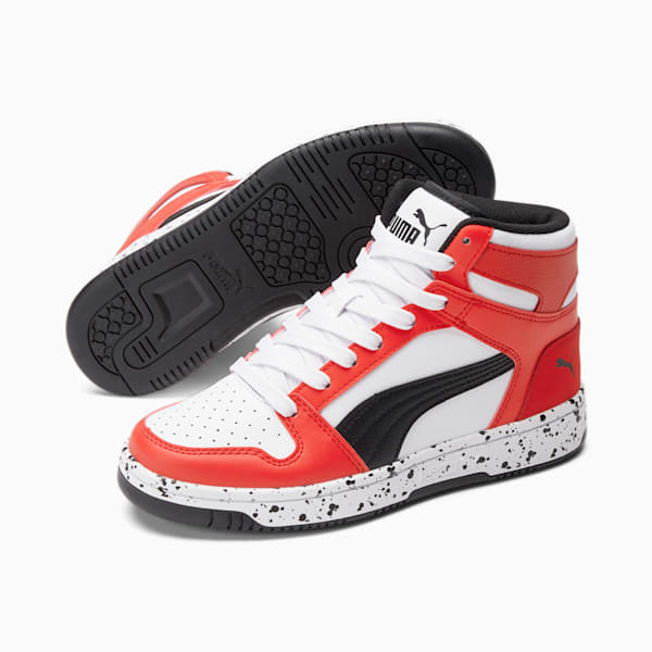 Rebound LayUp Speckle Sneakers JR, Puma White-Puma Black-High Risk Red, extralarge