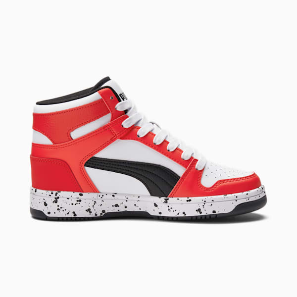 Rebound LayUp Speckle Sneakers JR, Puma White-Puma Black-High Risk Red, extralarge