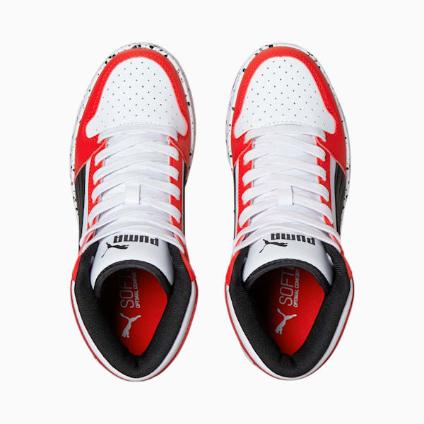 Rebound LayUp Speckle Sneakers JR, Puma White-Puma Black-High Risk Red