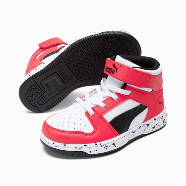Rebound LayUp Speckle Little Kids' Shoes, Puma White-Puma Black-High Risk Red