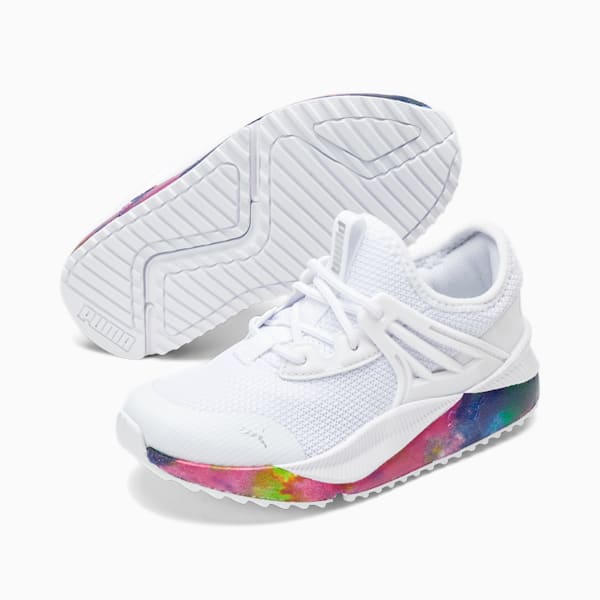 Pacer Future Tie-Dye Pop Little Kids' Shoes, Puma White-Puma Silver-ULTRA MAGENTA, extralarge