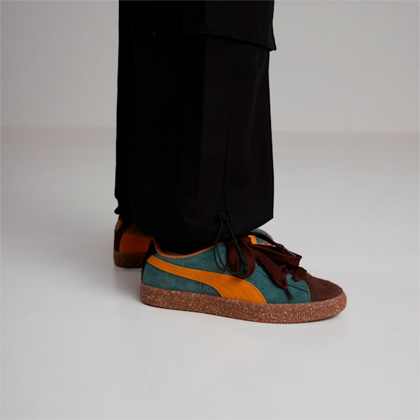 PUMA x PERKS AND MINI Suede VTG Sneakers, Dark Chocolate-Burnt Olive-Orange Brick-Balsam Green