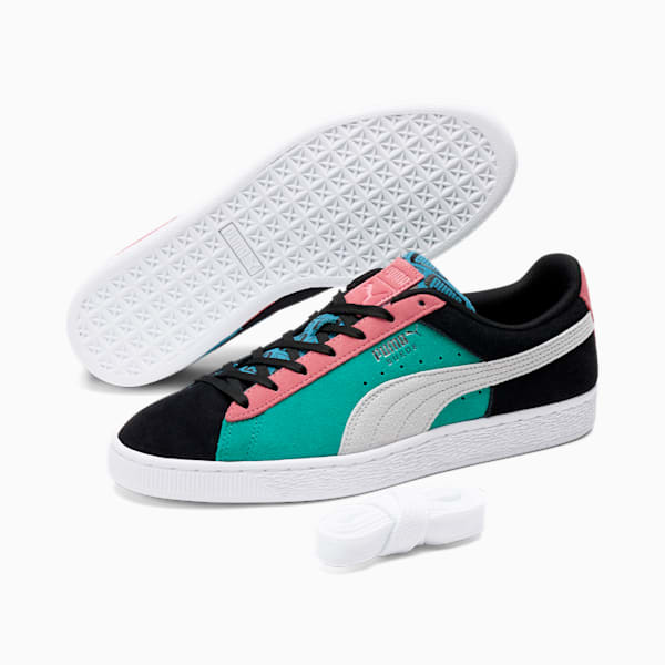 Suede Classix Fly Sneakers, Puma Black-Sun Kissed Coral-Puma White-Ocean Dive, extralarge