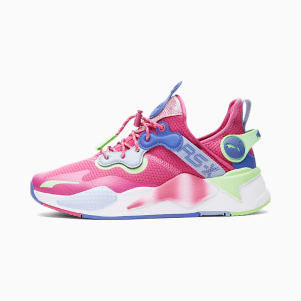 RS-X T3CH HM Women's Sneakers, SHOCKING PINK-Baja Blue-Serenity, extralarge