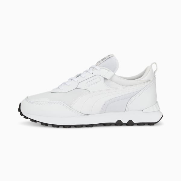 Rider FV Leather Unisex Sneakers, Puma White-Puma Black, extralarge-IND