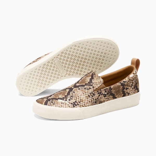 Bari Slip-On Comfort Python Women's Sneakers, Pale Khaki-Marshmallow