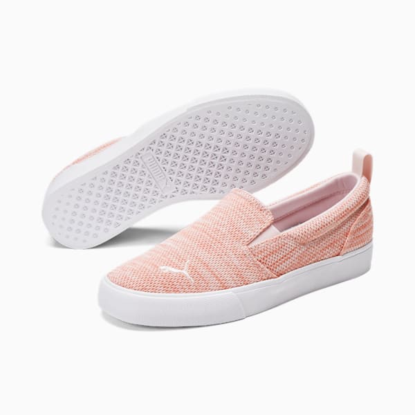 Bari Slip-On Comfort Knit Women's Sneakers, Rosette-Chalk Pink, extralarge