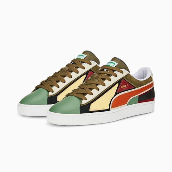 Tenis Suede Layers, Deep Forest-Warm Chestnut-Deep Olive, extralarge