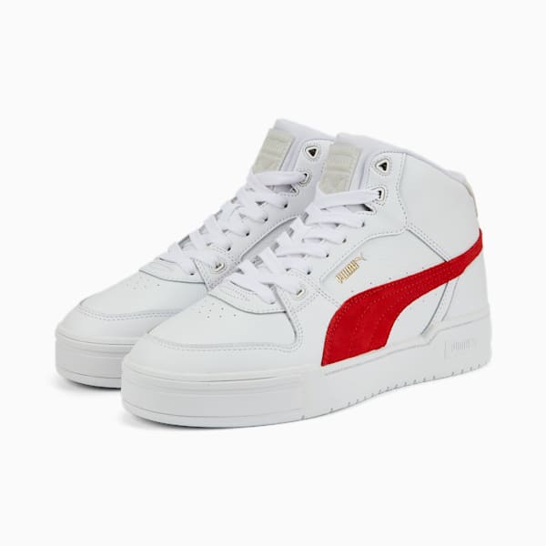 CA Pro Mid Heritage Sneakers, Puma White-Burnt Red