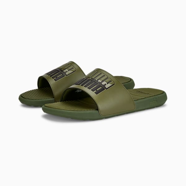 Cool Cat Power Slides, Burnt Olive-Puma Black, extralarge