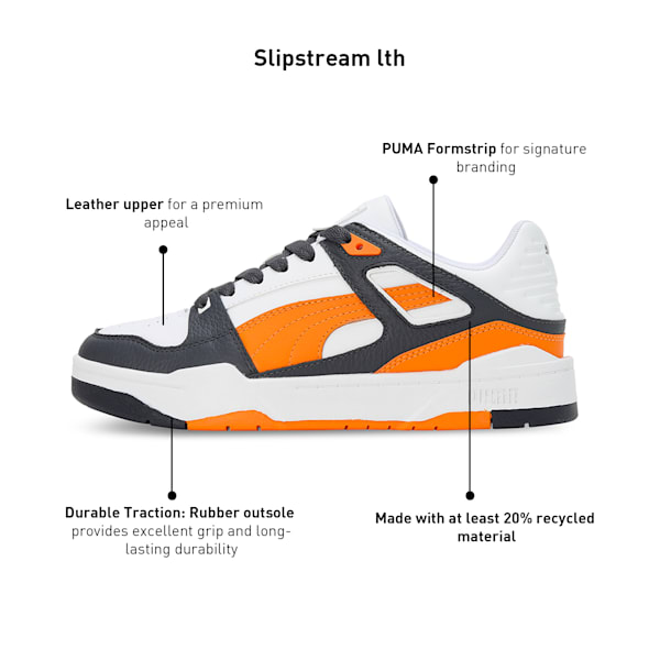 Slipstream Leather Sneakers, Puma White-Pumpkin Pie, extralarge-IND