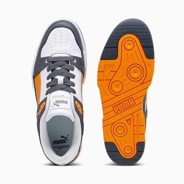 Slipstream Leather Sneakers, Puma White-Pumpkin Pie, extralarge-IND