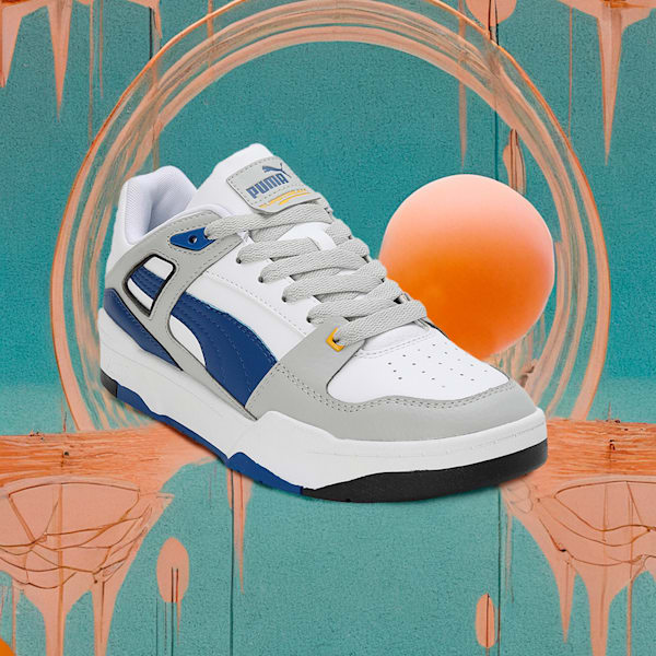 Slipstream Leather Sneakers, Puma White-Clyde Royal, extralarge-IND