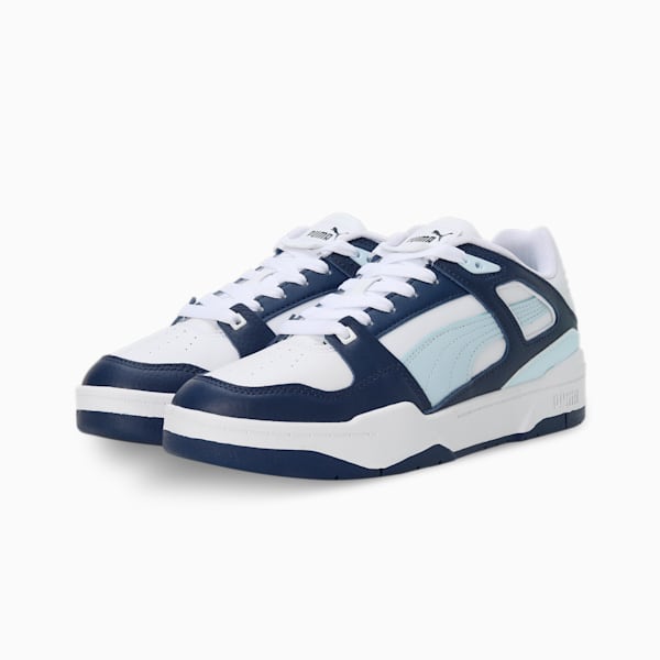 Slipstream Leather Unisex Sneakers, PUMA White-Icy Blue-Persian Blue, extralarge-IND