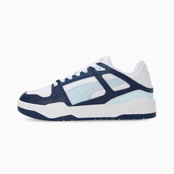 Slipstream Leather Unisex Sneakers, PUMA White-Icy Blue-Persian Blue, extralarge-IND