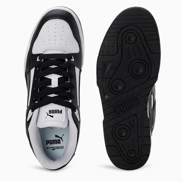 Slipstream Leather Unisex Sneakers, PUMA White-PUMA Black-PUMA Black, extralarge-IND