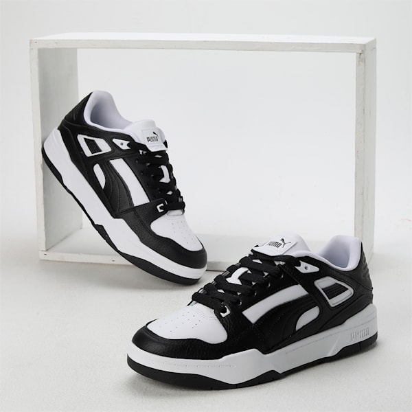 Slipstream Leather Unisex Sneakers, PUMA White-PUMA Black-PUMA Black, extralarge-IND