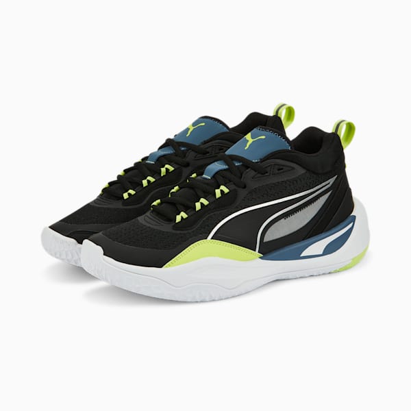 Playmaker in Motion Unisex Sneakers, Puma Black-Puma Silver-Light Lime-Puma White-Evening Sky, extralarge-IND