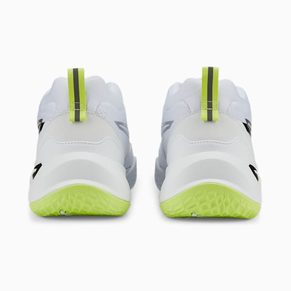 Playmaker in Motion Unisex Sneakers, Puma White-Puma Black-Puma Silver-Light Lime, extralarge-IND