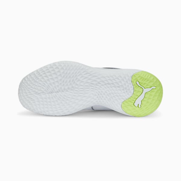 Playmaker in Motion Unisex Sneakers, Puma White-Puma Black-Puma Silver-Light Lime, extralarge-IND