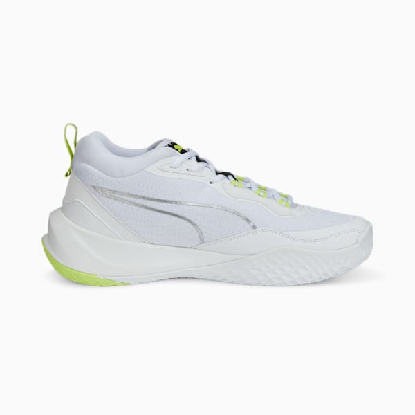 Playmaker in Motion Unisex Sneakers, Puma White-Puma Black-Puma Silver-Light Lime, extralarge-IND