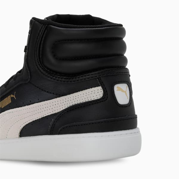Vikky v3 Mid Leather Women's Sneakers, Puma Black-Puma White-Puma Team Gold, extralarge-IND