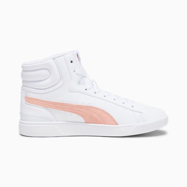 Vikky v3 Mid Leather Women's Sneakers, PUMA White-Poppy Pink-PUMA Gold, extralarge-IND