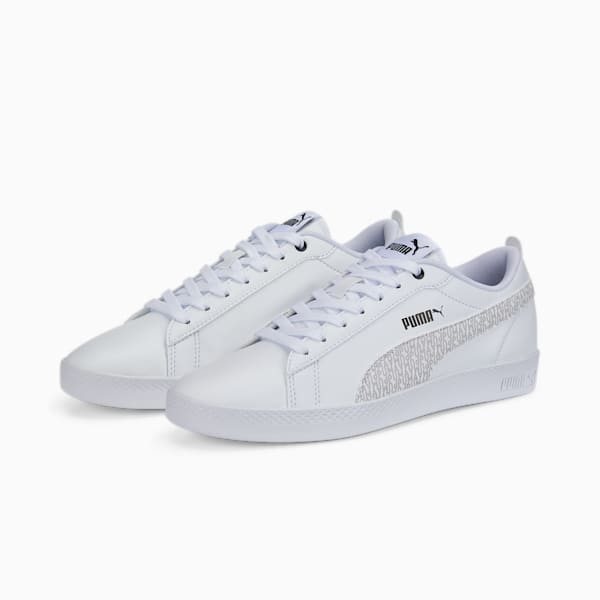 Smash v2 Mono Women's Sneakers, Puma White-Gray Violet-Puma Black, extralarge-IND