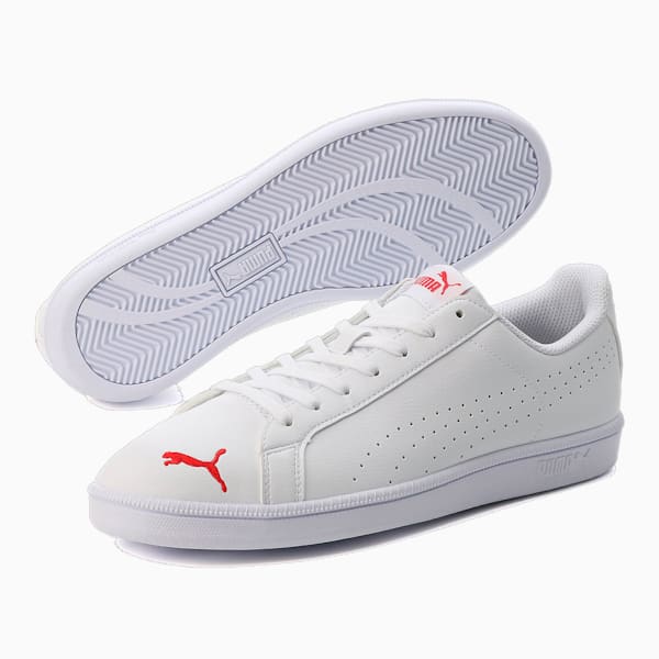 ユニセックス プーマ スマッシュキャット パーフ FS SL スニーカー, Puma White-High Risk Red, extralarge-JPN