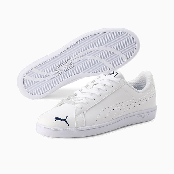 ユニセックス プーマ スマッシュキャット パーフ FS SL スニーカー, Puma White-Puma White-Blue Depths, extralarge-JPN