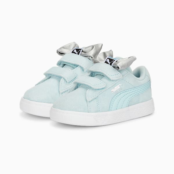 Suede Classic Light Flex Bow V Toddler Shoes, Light Aqua-Puma White, extralarge