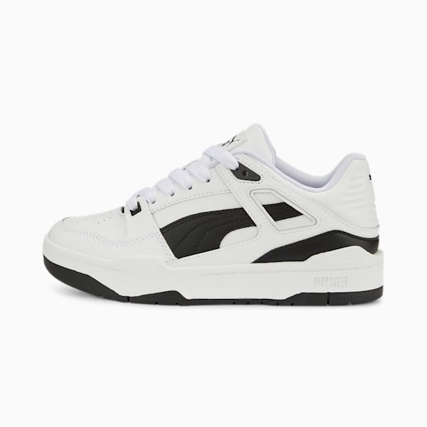 Slipstream Leather Youth Sneakers, Puma White-Puma Black, extralarge-IND