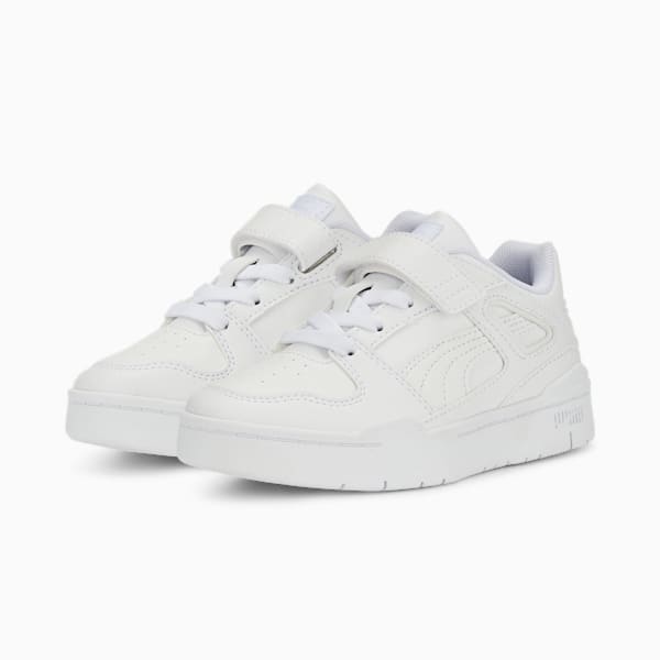 Slipstream Leather Alternative Closure Kids' Sneakers, Puma White-Puma White, extralarge-IND