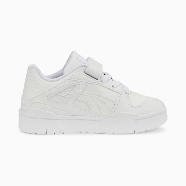 Tenis deportivos de cuero con cierre alternativo Slipstream para niños, Puma White-Puma White, extralarge