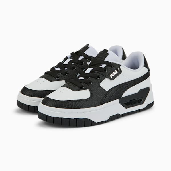 Zapatos deportivos de cuero Cali Dream para jóvenes, Puma White-Puma Black, extralarge