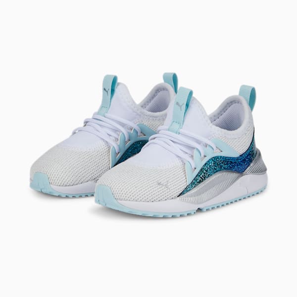Zapatos deportivos con cierre alternativo Pacer Future Allure Night Out para bebés, Puma White-Light Aqua, extralarge