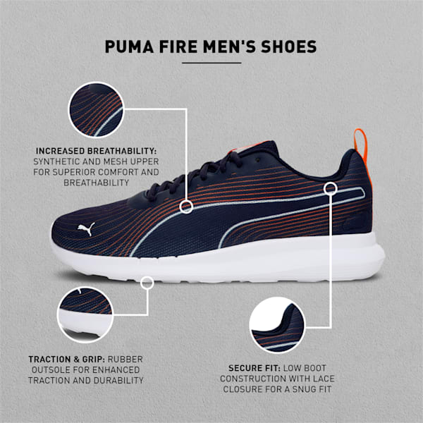 PUMA Fire Men's Shoes, Peacoat-PUMA White-Vibrant Orange, extralarge-IND
