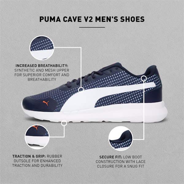 Cave V2 Men's Sneakers, Peacoat-Vibrant Orange-PUMA White, extralarge-IND