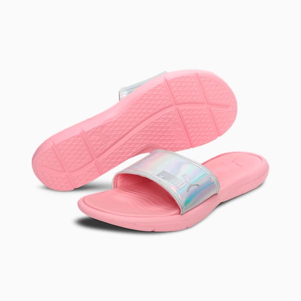 Silvia Women's Slides, Peony-Silver, extralarge-IND