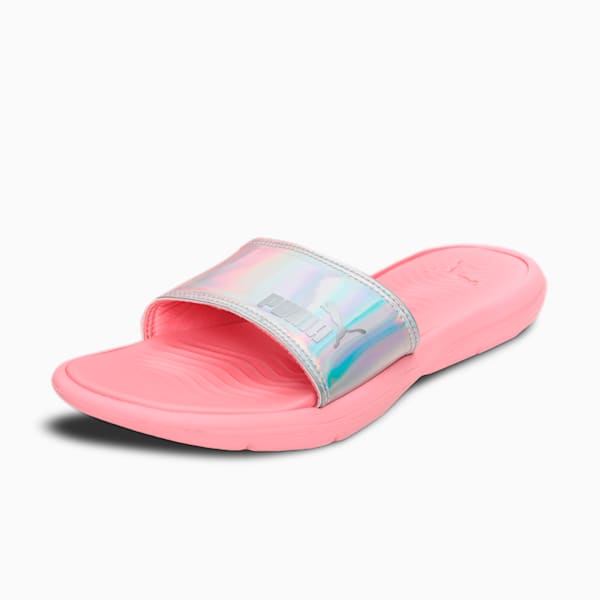 Silvia Women's Slides, Peony-Silver, extralarge-IND