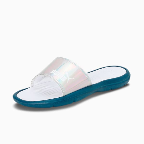 Silvia Women's Slides, Ensign Blue-PUMA White, extralarge-IND