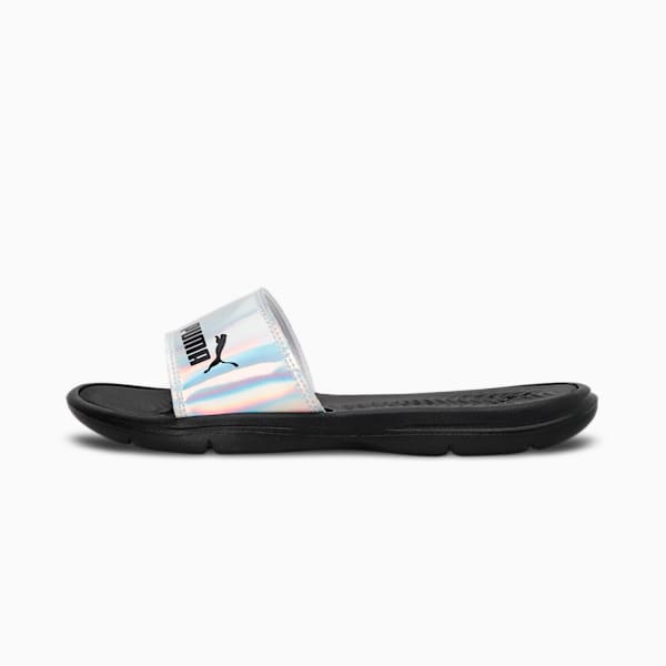Silvia Women's Slides, PUMA Black-Silver, extralarge-IND