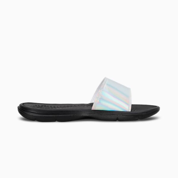 Silvia Women's Slides, PUMA Black-Silver, extralarge-IND