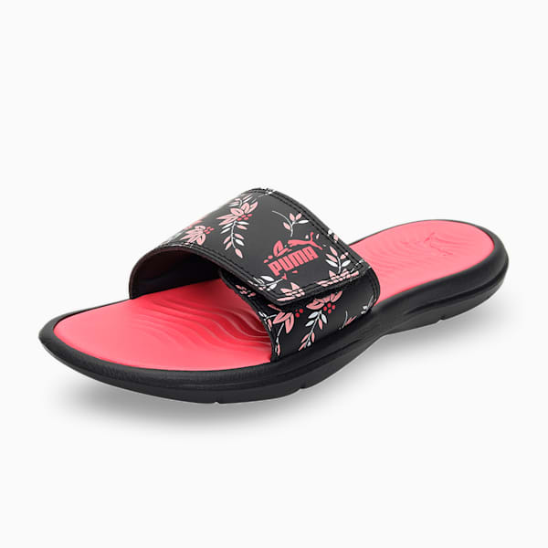 Silvia V2 Women's Slides, Puma Black-Peony-Paradise Pink-Puma White, extralarge-IND