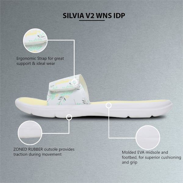 Silvia V2 Women's Slides, Yellow Pear-Puma White-Mist Green-Quarry, extralarge-IND