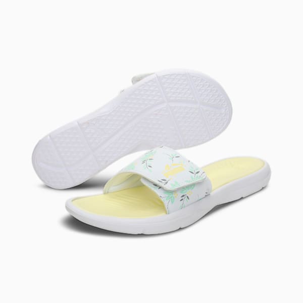 Silvia V2 Women's Slides, Yellow Pear-Puma White-Mist Green-Quarry, extralarge-IND