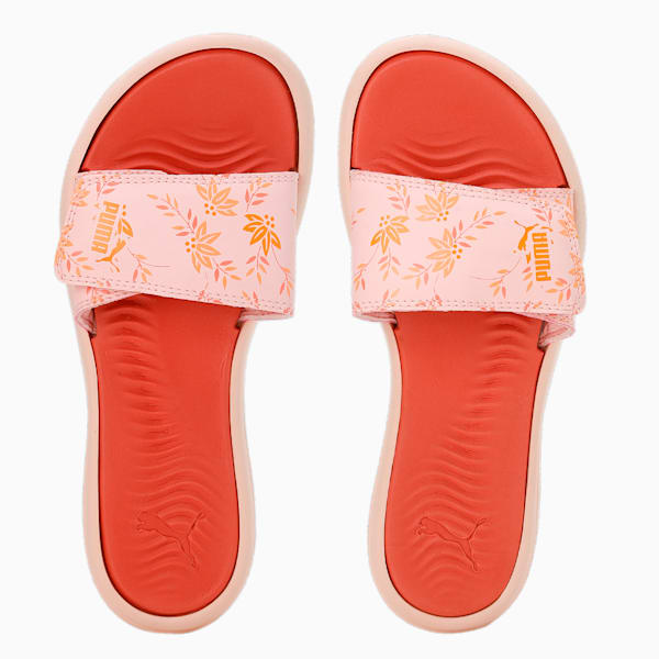 Silvia V2 Women's Slides, Rose Dust-Hibiscus Flower-Orange Peach, extralarge-IND